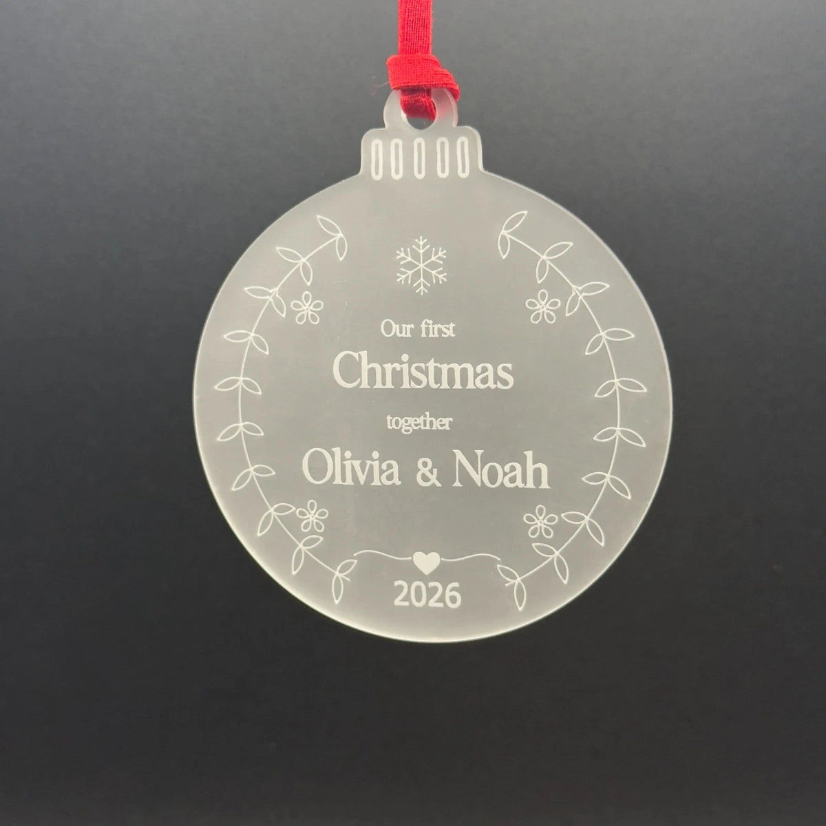 Personalised Our First Christmas Together Bauble Frosted Acrylic Couple Ornament — photo 3