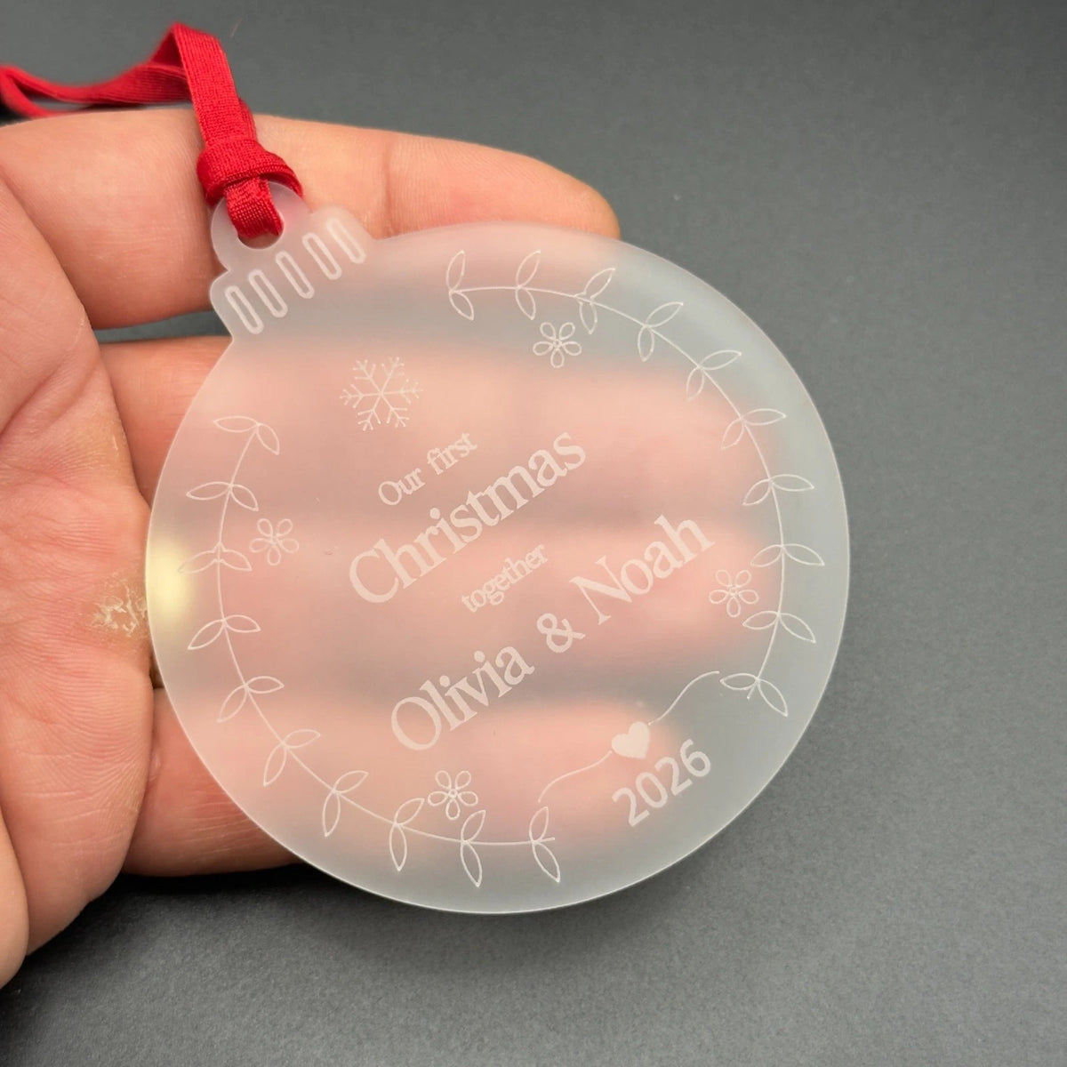 Personalised Our First Christmas Together Bauble Frosted Acrylic Couple Ornament — photo 4