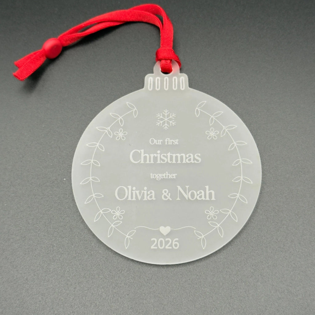 Personalised Our First Christmas Together Bauble Frosted Acrylic Couple Ornament — photo 5