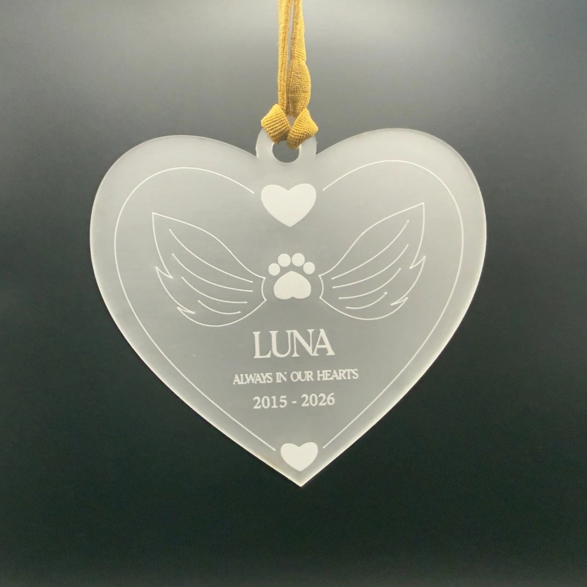 Personalised Pet Memorial Christmas Bauble Heart Dog Cat Angel Wings Ornament — photo 4