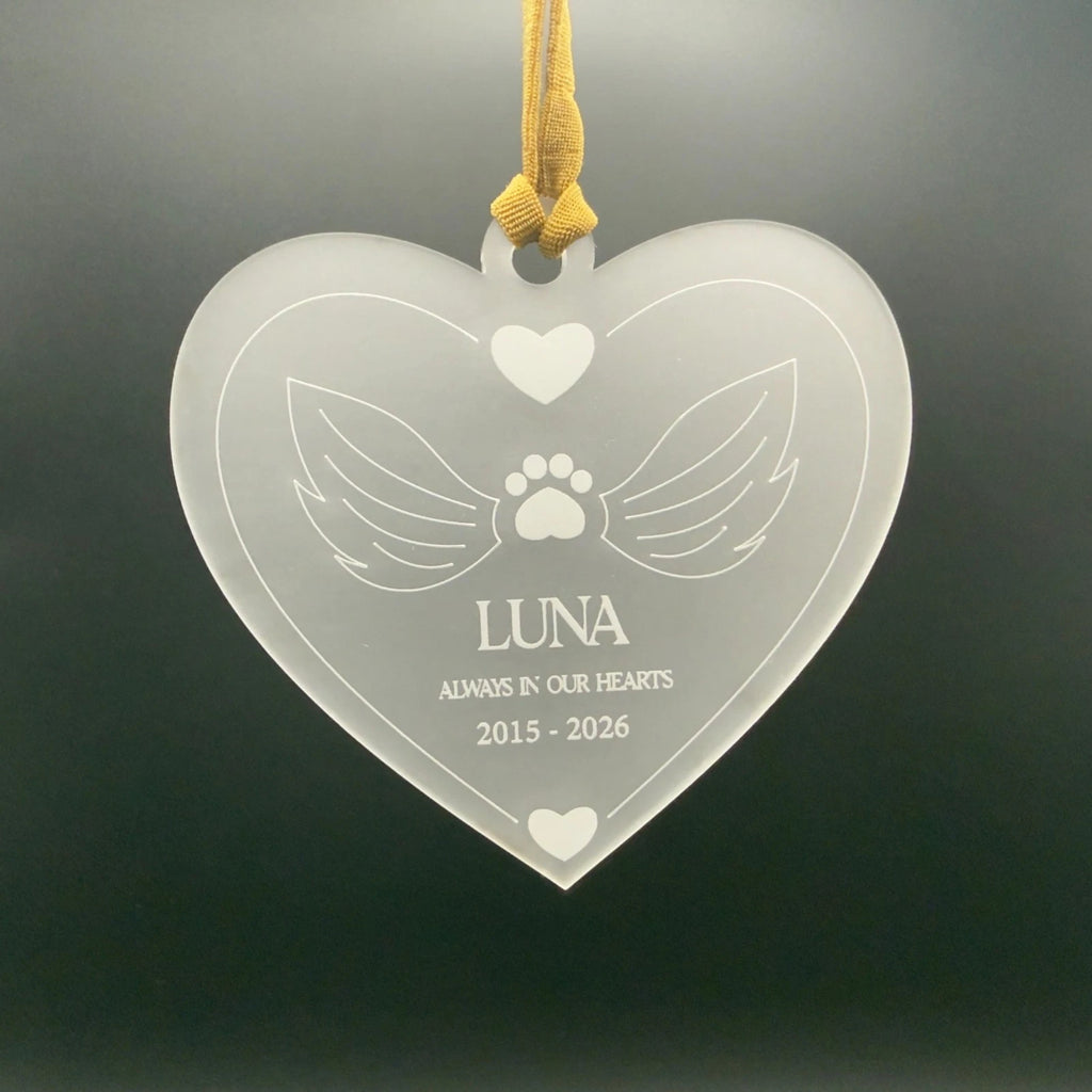 Personalised Pet Memorial Christmas Bauble Heart Dog Cat Angel Wings Ornament — photo 5