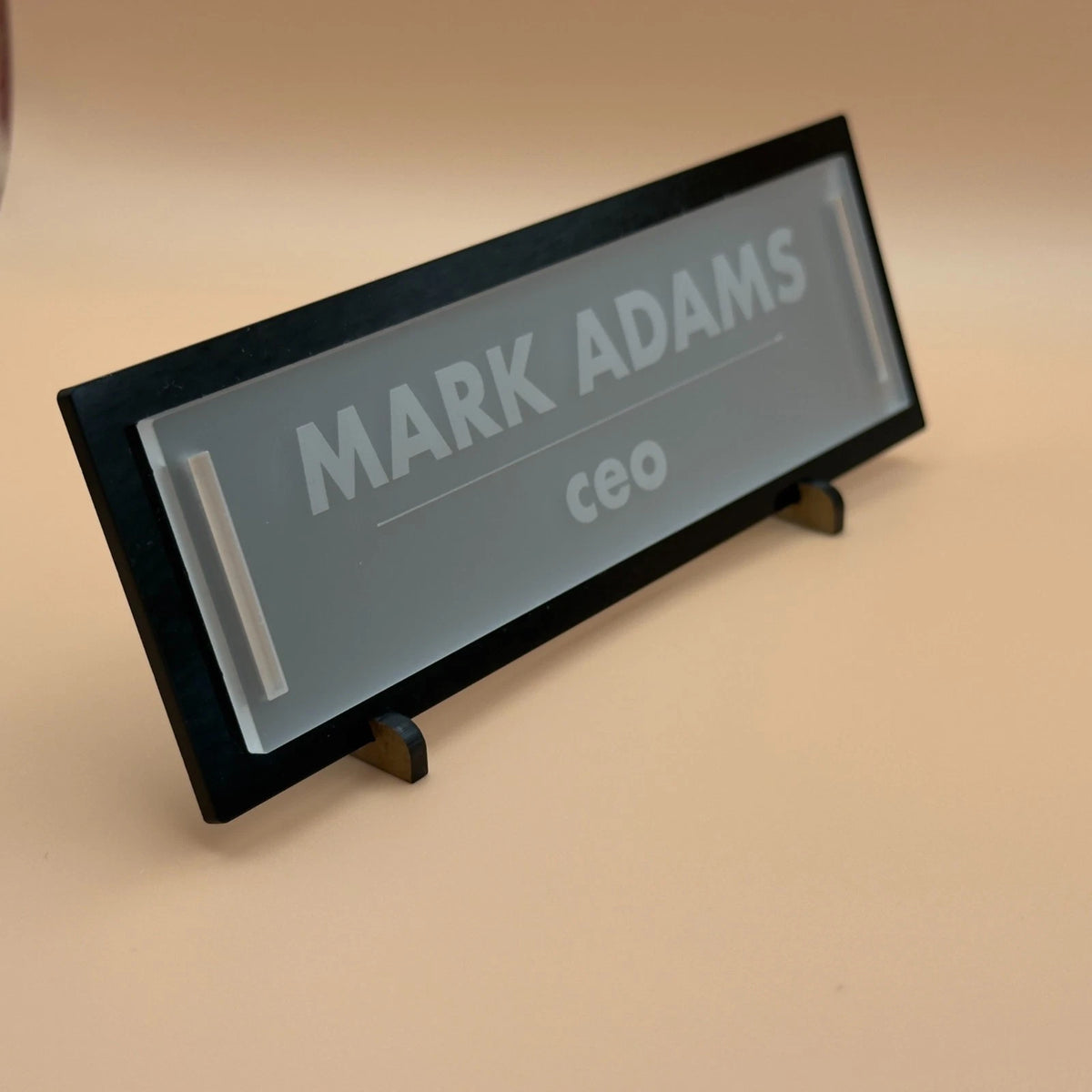 Personalised Desk Name Plate Black Frosted Acrylic Office Sign 2 Lines 6 Fonts — photo 10