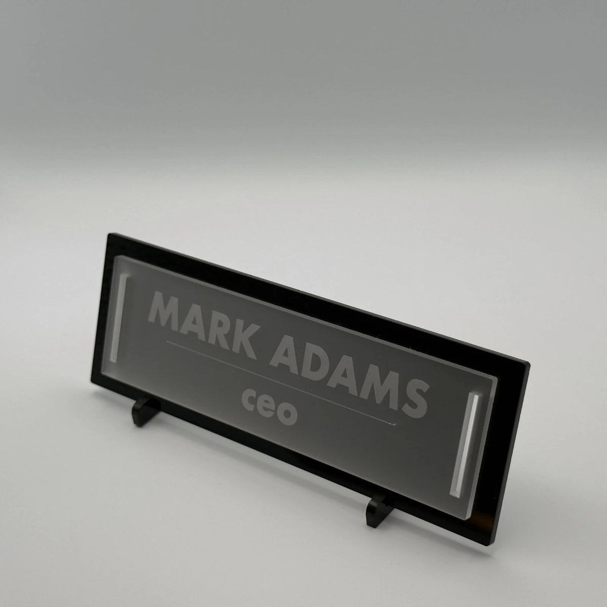 Personalised Desk Name Plate Black Frosted Acrylic Office Sign 2 Lines 6 Fonts — photo 12