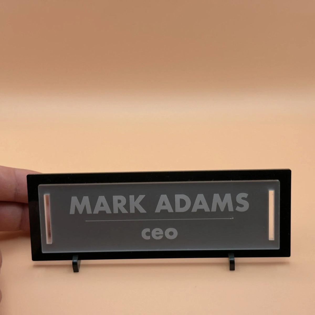 Personalised Desk Name Plate Black Frosted Acrylic Office Sign 2 Lines 6 Fonts — photo 7
