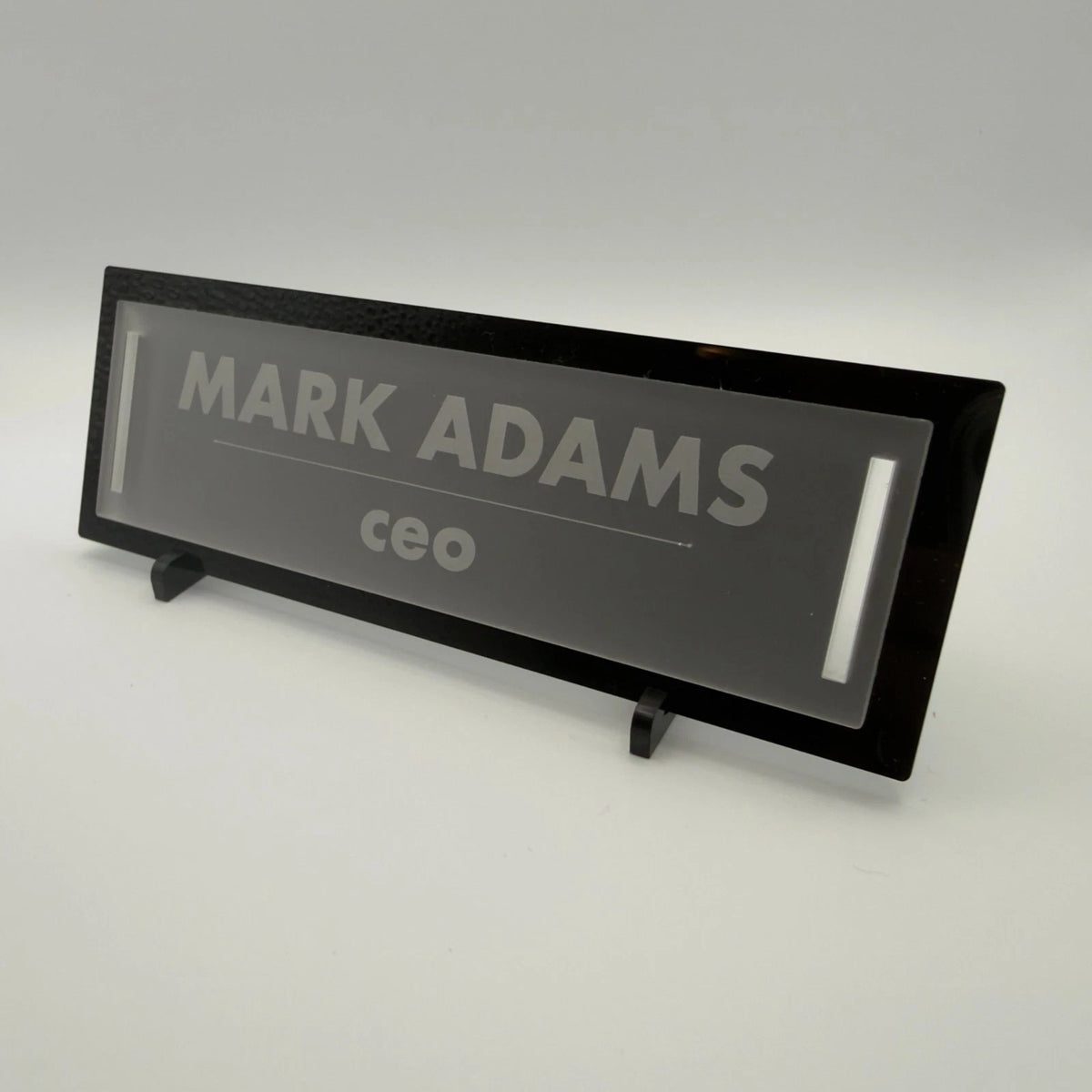 Personalised Desk Name Plate Black Frosted Acrylic Office Sign 2 Lines 6 Fonts — photo 9