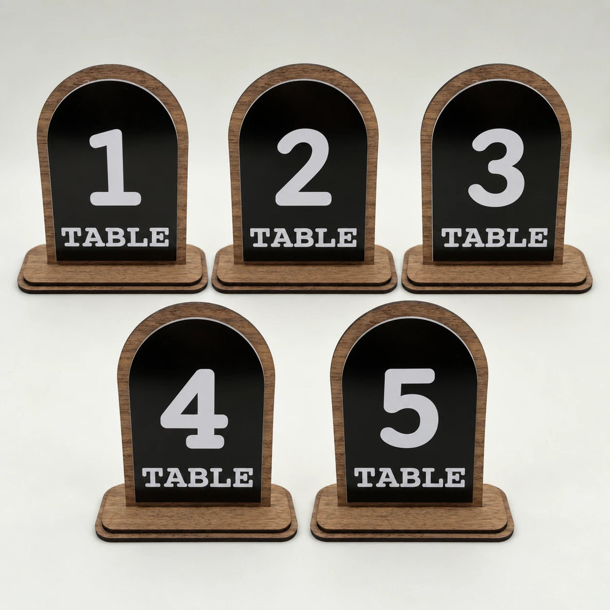 Table Numbers Black White Acrylic Walnut Wood Arched Wedding Restaurant 3-20 — photo 12
