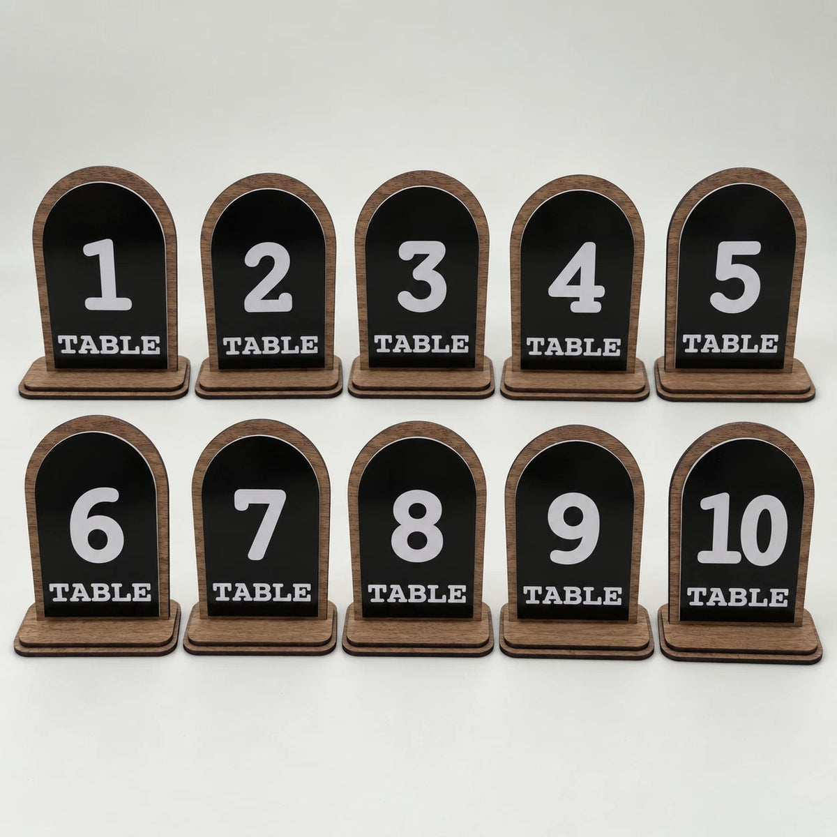 Table Numbers Black White Acrylic Walnut Wood Arched Wedding Restaurant 3-20 — photo 13