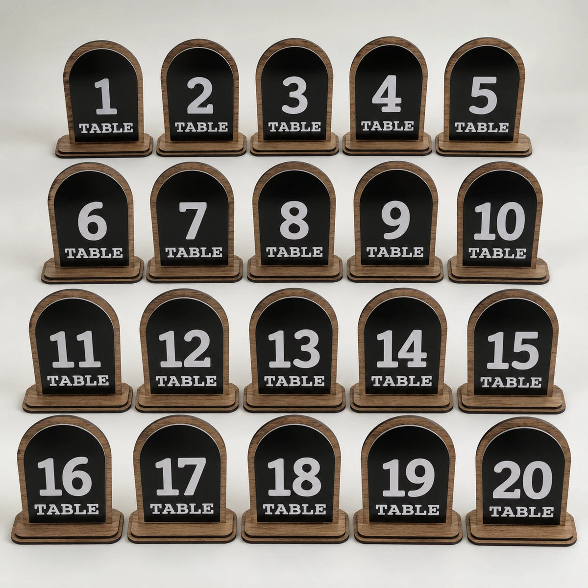 Table Numbers Black White Acrylic Walnut Wood Arched Wedding Restaurant 3-20 — photo 15