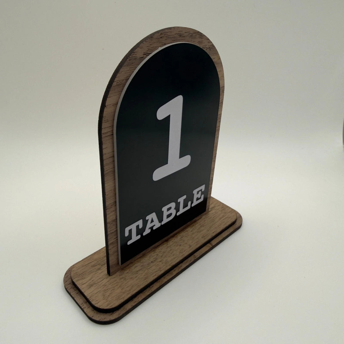 Table Numbers Black White Acrylic Walnut Wood Arched Wedding Restaurant 3-20 — photo 2