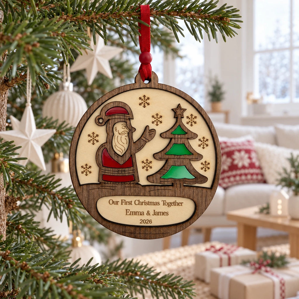Personalised Our First Christmas Together Bauble 2026 Wooden Couple Keepsake — photo 1
