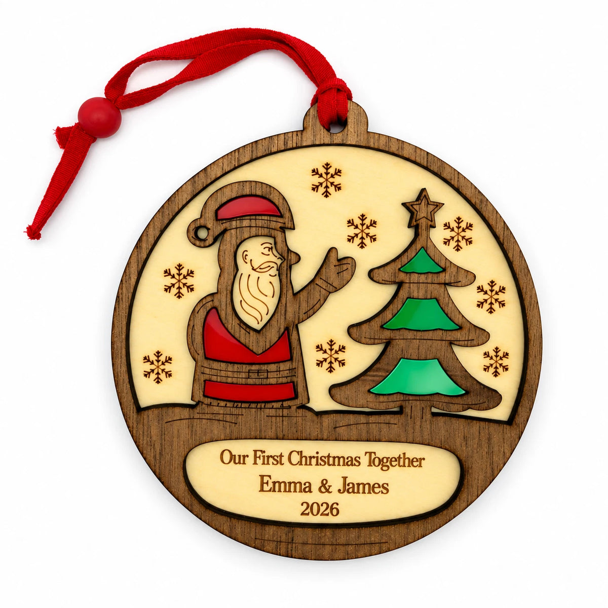 Personalised Our First Christmas Together Bauble 2026 Wooden Couple Keepsake — photo 4