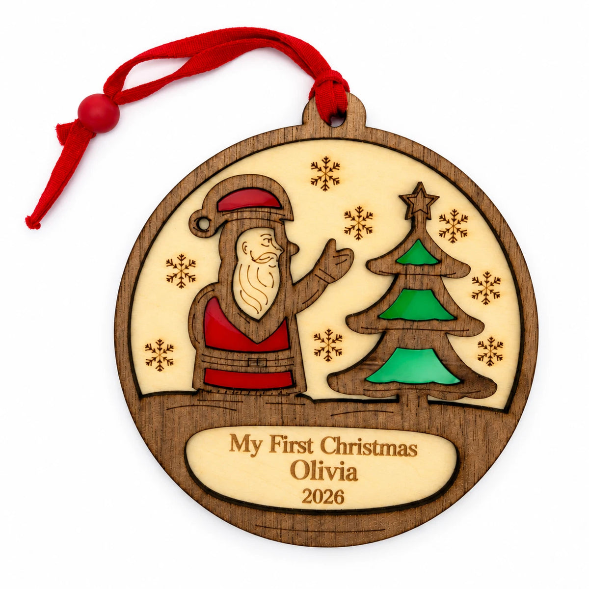 Personalised Baby First Christmas Bauble 2026 Wooden Newborn Keepsake — photo 4